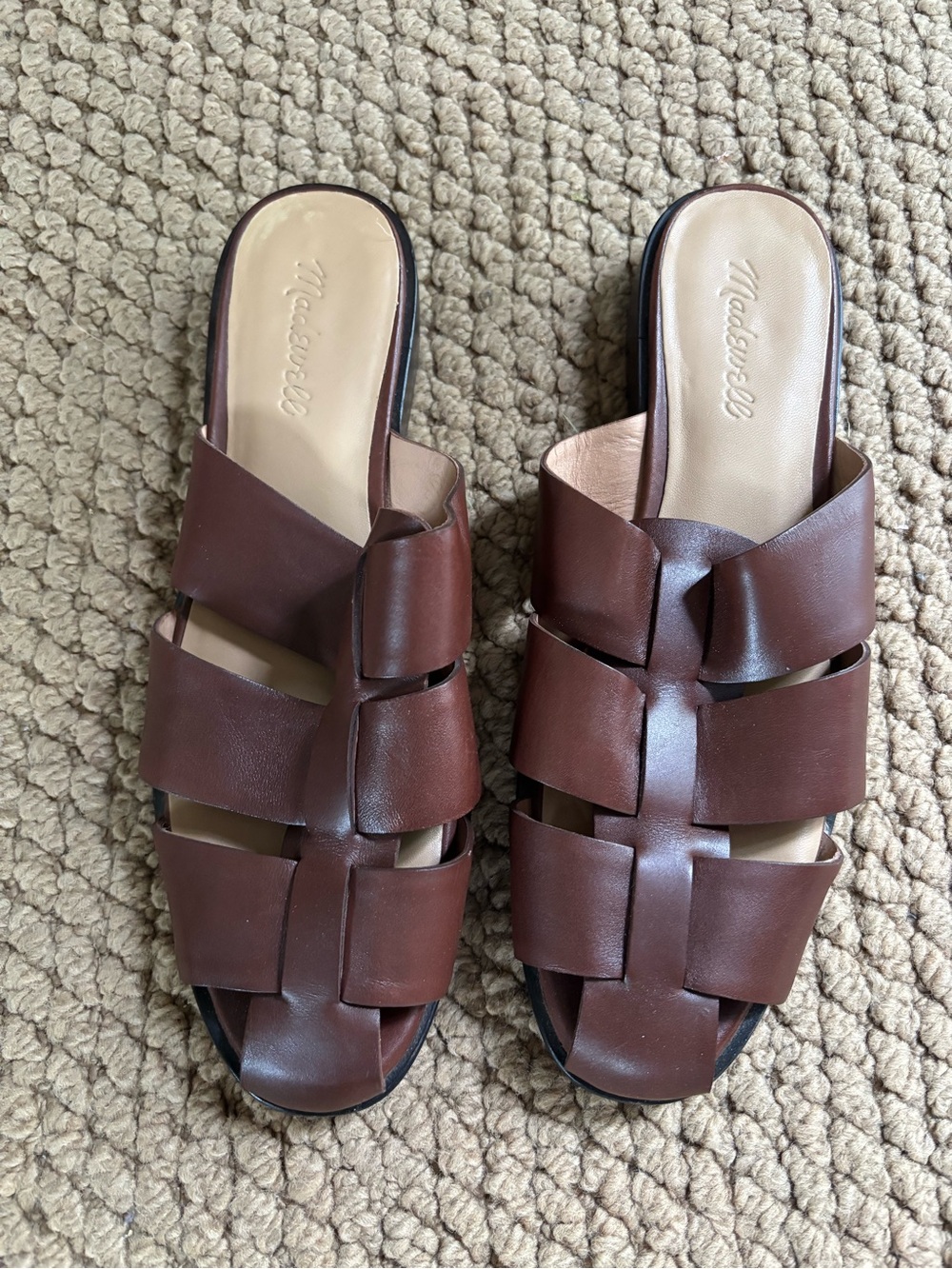 Madewell Women’s Brown Leather Fisherman Slide Sandals Size 10